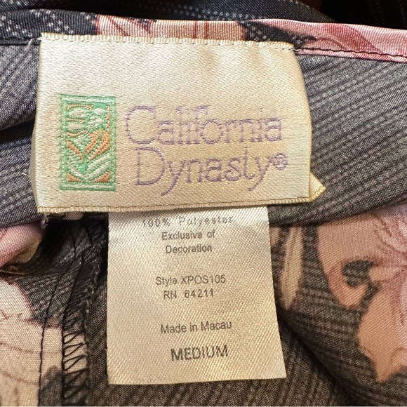 Vtg Moody Floral Whimsigoth Satin Babydoll Midi Slip Dress Black Pink Medium - Picture 5 of 7